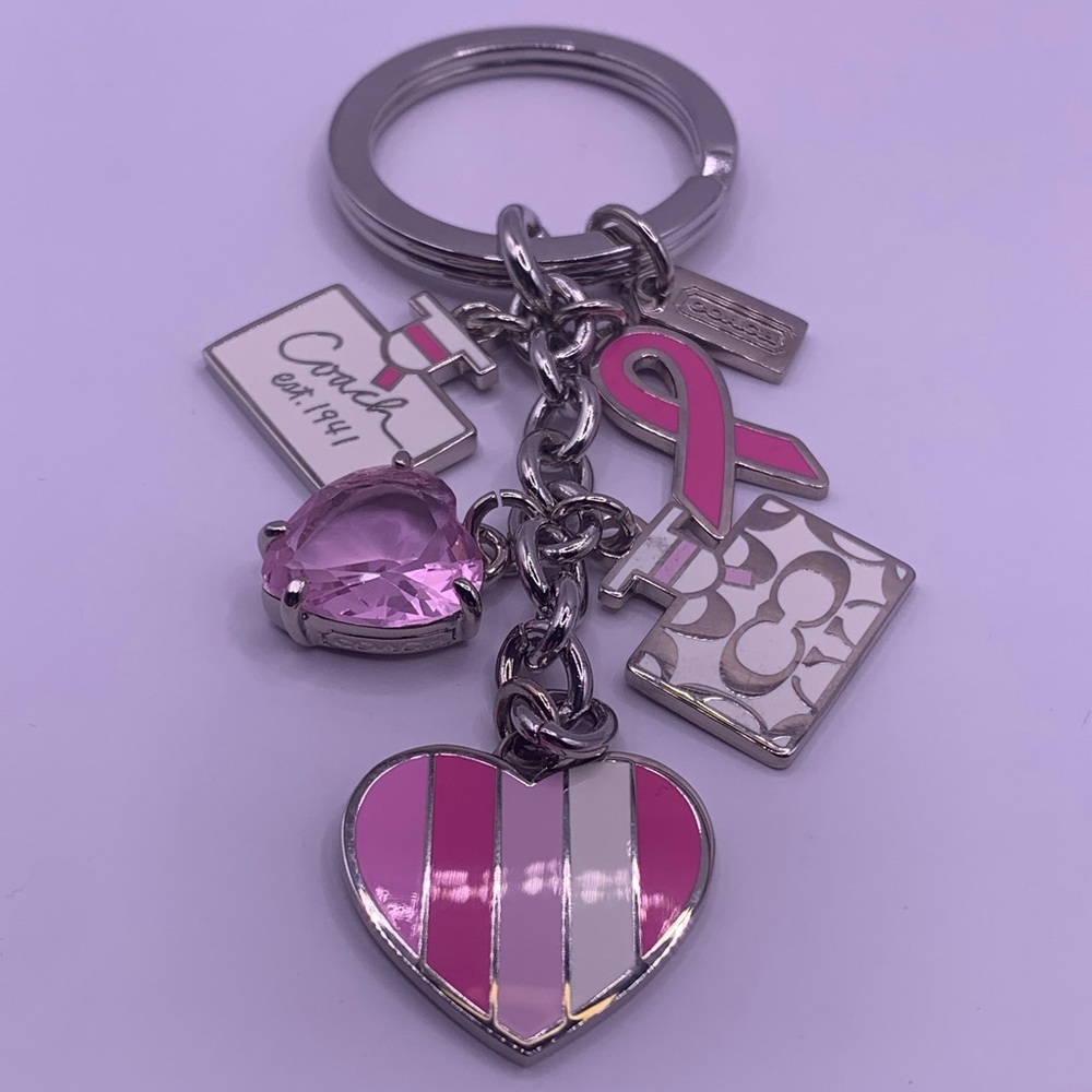 Coach 92161 BCA Breast Cancer Awareness Multi Mix Enamel Keychain Key Fob Pink